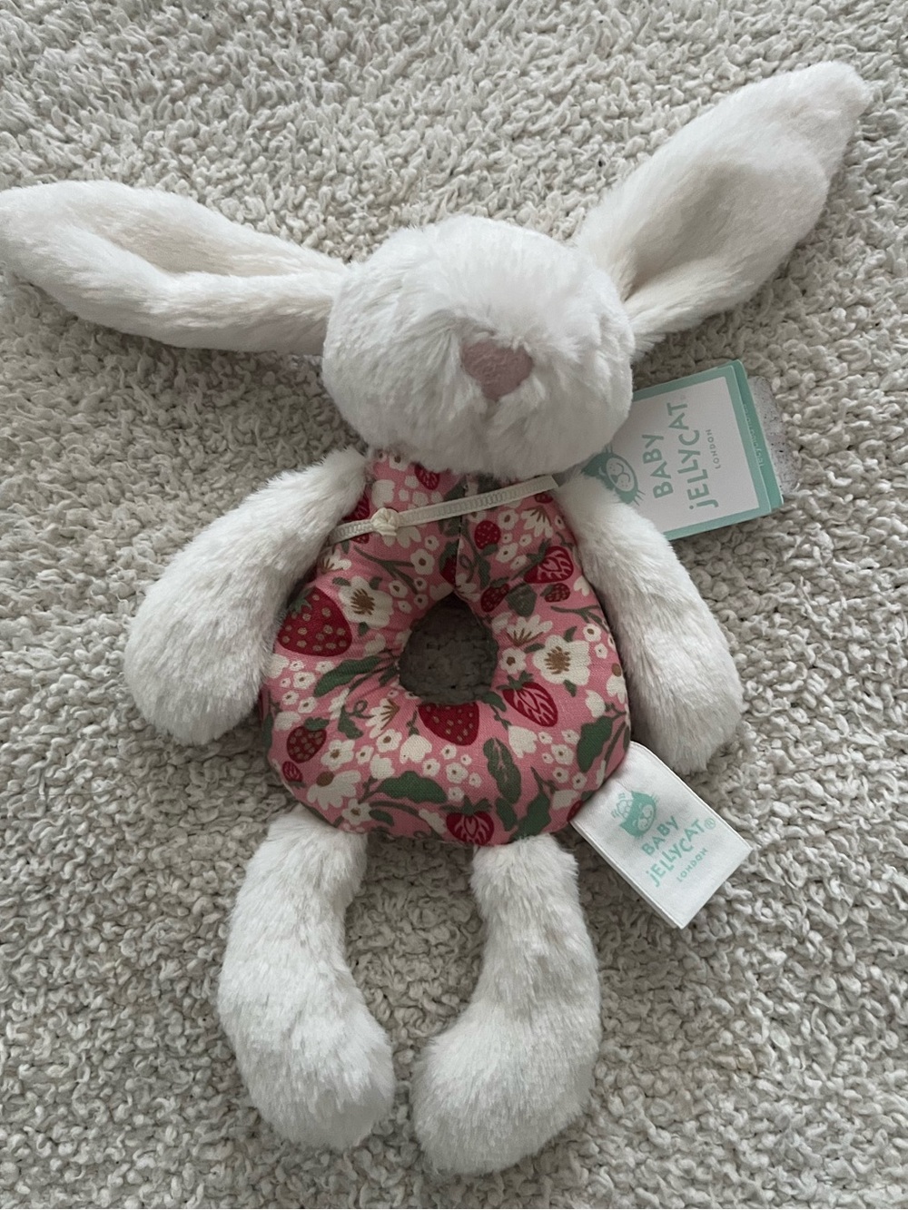 Jellycat Blossom Cream Bunny ‘Berry’ Ring Rattle